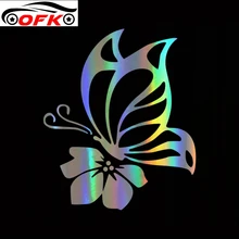 Lifelike Funny Car Sticker 3D  Butterfly with Flower Fashion PVC To Cover Scratches Sunscreen Waterproof PVC.15.2*12.8CM