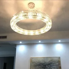 Light luxury crystal living room dining room Nordic round American engineering villa new model room rectangular chandelier