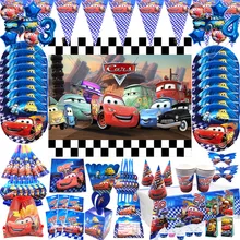 Lightning McQueen Cars Kids Birthday Party Balloon Decorations Cups Plates Tablewares Set Racing Car Party Supplies For Boys