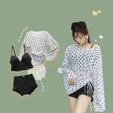 Limonluckj2021 New Swimsuit Women Split Fashion Three-piece Korean Fairy Covering Belly Slimming Hot Spring Swimwear Beach Wear