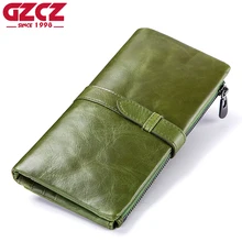 Long Genuine Leather Women's Wallet Fashion Clutch Bag Travel Phone Purse Multifunctional Credit Card Holder With RFID Blocking