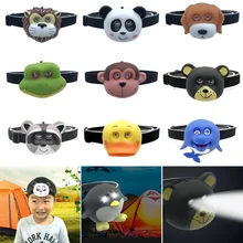 Lovely Child LED Headlight AAA Battery Animal Shape Cute Headlamp Flashlight on Head for Boy Girl Camping Kids Creative Gift