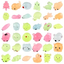 Luminous Mochi Spongy Squishy Fidget Toys Kawaii Mini Animal Soft Cute Fun Squeeze Popit Sensory Antistress Healing Toy for Kids