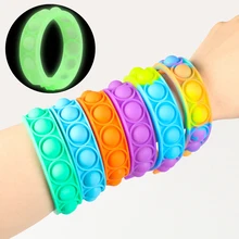 Luminous pops bubble simple dimple toy its fidget anti stress relief colorful silicone bracelet anxiety sensory ADHD children