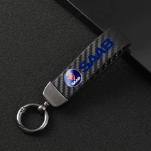 Luxury Carbon Fiber Car Logo Keychain Custom Auto Keyring Accessories For SAAB 9-3 9-5 93 9000 900 9-7 600 99 9-X 97X Turbo X