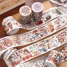 MOHAMM 1 Roll Sweet Girl Cartoon Washi Tape for Special Crystal Process Scrapbook Journal Planners Decoration Material