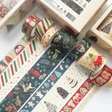 MOHAMM 8 Rolls Gold Foil Christmas Decorative Washi Tape Set for DIY Arts Craft Scrapbooking Projects Gift Wrapping