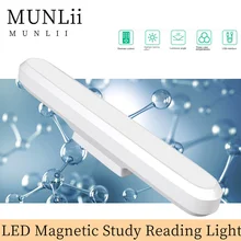 MUNLII LED Magnetic Study Reading Light Remote Control Tri-color Dimmable LED Indoor Light for Study Bedroom Bedside Table