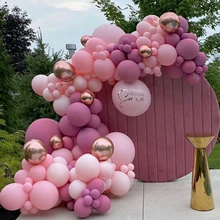 Macaron Pink Rose Balloon Garland Arch Kit Birthday Party Decorations Kids Latex Baloon Baby Shower Decor Globos
