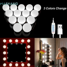 Makeup Mirror Led Light Bulbs 3 Colors Change Hollywood Style Led Vanity Mirror Lights for Make Up Dressing Table Bathroom Decor