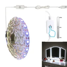 Makeup Vanity light 5V USB Flexible LED Light USB Touch Dimming Mirror DIY Strip Lamp TV Backlight 1m-3m For Kitchen Desk Decor
