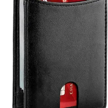 Man Card Holder RFID Firm Leather Carbon Fiber Slim Credit Card ID Ticket Holder Bills Folds Metal Magnetic Banknote Money Clip