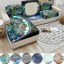Mandala Print Sofa Seat Cushion Cover For Home Decor Ethnic Style Bohemia Sofa Seater Case Polyester Stretch Furniture Protector