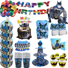 Marvel Bat Hero Man Birthday Party Decoration Paper Plate Cup Napkin Banner Candy Box Tableware Set Baby Shower Party Supplies