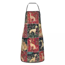 Medieval Greyhound Apron for Women Men Whippet Sighthound Dog Adult Kitchen Chef Bib Tablier Cuisine Cooking Baking Gardening
