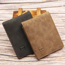 Men's Wallet Short Frosted Leather Retro Two Fold Vertical Youth Korean Multi-Card Wallet Luxury Wallets Coin Card Small Purses