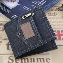 Men wallet Korean short paragraph cross section wallet canvas ticket clip leisure card student wallet