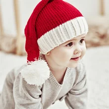 Merry 2022 Year Santa Claus New Parent-child Wool Christmas Autumn And Winter Single Ball Acrylic Baby Mother Warm Knit Hat