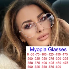 Metal Frame Retro Round Myopia Glasses Woman Men Brand Design Transparent Computer Female Eyeglasses TR90 Short-sighted Glasses