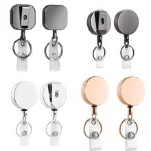 Metal Retractable Key Chain ID Card Badge Holder Anti Lost Badge Reel Clip Multi-functional Retractable Lanyard Clip Key Ring