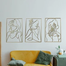 Metal Sexy Female Wall Decor Modern Abstract Line Wall Sculpture Minimalist Decor Home Hanging Wall Art for Bedroom Wholesale