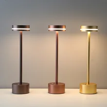 Metal Table Lamps LED Waterproof Rechargeable Table Lamp Touch Dimming Reading Light Living Room Restaurant Bar Decor Lighting