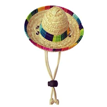 Mexican Pet Straw Hat Mini Dog Hat Handcrafted From Natural Fabrics And Straw Portable Decoration Hat For Mexican Cinco De