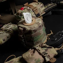 Military camouflage roll paper outdoor field camp storage bag MOLLE mount webbing paper tissue paper towel cover