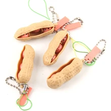 Mini Funny Peanut Fidget Toy Facial Expressions Peanut Stress Relieving Keyring Phone Chain Pendants for Kid Adult