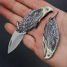 Mini Knife Keychain Multi-purpose Eagle Head Shaped Folding Pocket Knife Collectible  Stainless steel Keychain Handy tool