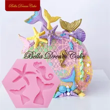 Mini Mermaid Tail Starfish Silicone Mold Fondant Chocolate Cake Molds Cake Decorating Tool DIY Handmade Clay Soap Mould Bakeware