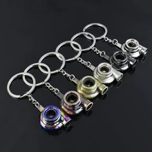 Mini Turbo Turbocharger Keychain Spinning Turbine Key Chain Ring Keyring Car Interior Accessories