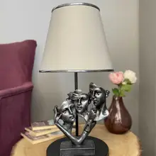 Modern Decorative Silver Gray Never Seen/Heard/Don 'T Know Lampshade-Silver Detail Cream Hood room decor kawaii led lights anime sailor moon home bedroom naruto demon slayer lamp neon sign