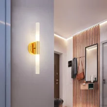 Modern Golden Vanity Lamp Copper Acrylic Mirror Front Lamp Bedroom Bathroom Make Up Wall Light Living Room Decor Satir Lighting
