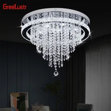 Modern K9 Crystal Led Chandelier Dimmable Led Pendant Light Recessed Ceiling Light With Remote Control Stainless Steel Fixtures