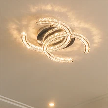 Modern K9 Crystal Light LED Remote Control Dimmable Light Living Room Bedroom Dining Room Lighting Stainless Steel Ceiling Light