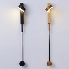 Modern LED Wall Lamp With Knob Switch AC110V 220V Indoor Decorative Light For Living Room Bedroom Bedside Dimmable Wall Light