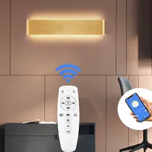 Modern LED Wall Lamp with Remote Bluetooth APP Control Tricolor Dimmable Bedroom Bedside Light Minimalist Sconce Lamp Fixture