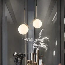 Modern LED glass ball pendant light lamps Black Silve Brass Nordic home decor dining room E14/E27 LED bulb golden pendant lamp