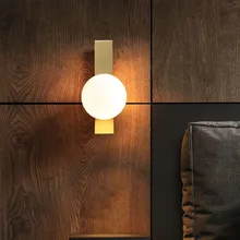 Modern Led Wall Lamp Glass Ball Gold Indoor Lighting Fixture Sconce Corridor Aisle Hall Bedroom Kitchen Round Decorative Lights
