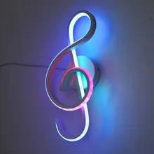 Modern RGB LED Wall Lamp Musical Note Shaped Wall Light Bedroom Colorful Restaurant Living Room Indoor Lighting Fixtures