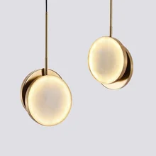 Modern Two Natural Marble LED Chandeliers Dining Room Coffee Shop Lighting Fixtures Gold Metal Home Deco Special Lights