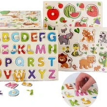 Montessori Toys Wooden Puzzle Cartoon Animal Puzzles for Kids Jigsaw Puzzle Hand Grasp Board Game Educational Toy Child Wood Toy