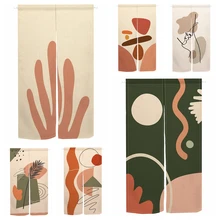 Morandi Style Door Curtain Nordic Noren for Bedroom Living Room One Piece Partition Kitchen Bathroom Entrance Hanging Curtains