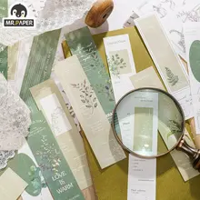 Mr. Paper 30pcs/Bag Small Fresh Style Bookmarks Literary and Aesthetic Plant Theme Book Mark Stationery Art Supplies Decoration