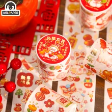 Mr. Paper 4 Style 300cm/roll New Year Greeting Washi Tape Cartoon Cute Rabbit Hand Account Decorative Stationery Tape