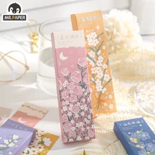 Mr.paper 4 Styles 30Pcs/Box Aesthetic Cherry Blossom Bookmark Literary Flower Illustration Bookmark Student Office Supplies