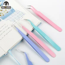 Mr.paper 8 Styles Multifunctional Candy Color Tweezers Creative Small Fresh Stainless Steel High Elastic Hand Account Tweezers