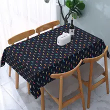 Multicolour Sausage Dog And Hearts Tablecloth Rectangular Fitted Oilproof Dachshund Badger Puppy Table Cloth Cover for Banquet