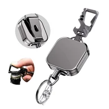 Multifunctional Plated Metal Bandage Reel Zinc Alloy Keychain Retractable Staff Work Pass Card Clip ID Name Badges Holder Reels